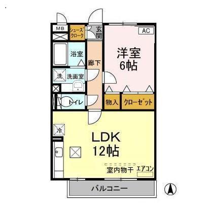ラ・フォルテヴェルデ(1LDK/1階)の間取り写真