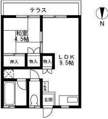 ソレイユ(1LDK/1階)の間取り写真