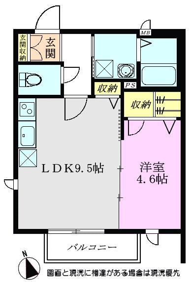 ルミエール(1LDK/1階)の間取り写真