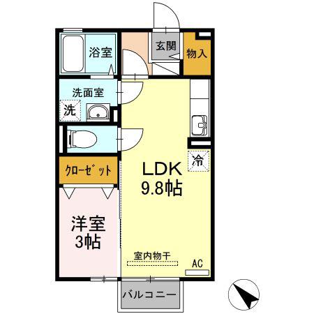 サニーはうす(1LDK/2階)の間取り写真