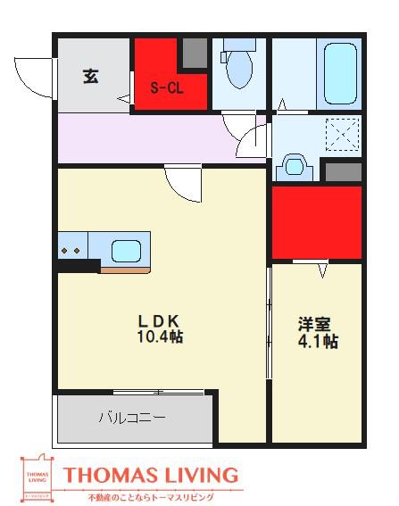 ガレア高宮(1LDK/2階)の間取り写真