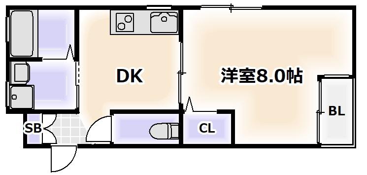 プルミエール北田辺(1DK/3階)の間取り写真