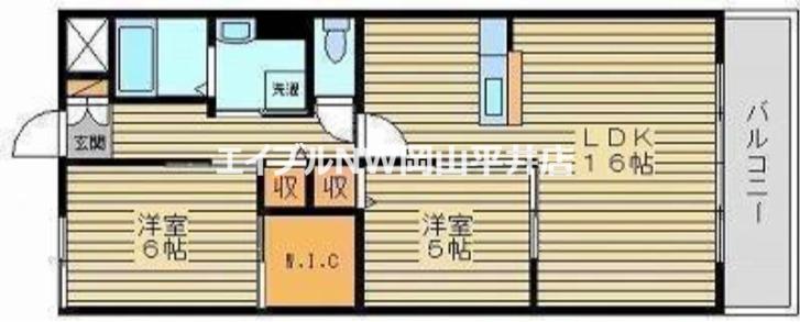 ラシュレ浜野(2LDK/3階)の間取り写真