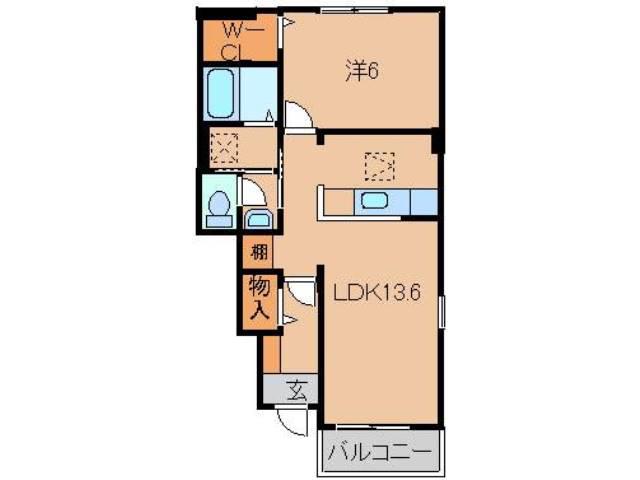 ベルモント スクエア(1LDK/1階)の間取り写真