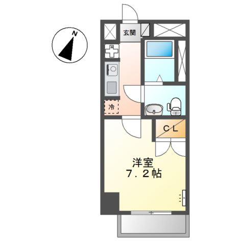 ＪＲ南武線 八丁畷駅 徒歩9分 7階建 築20年(1K/3階)の間取り写真
