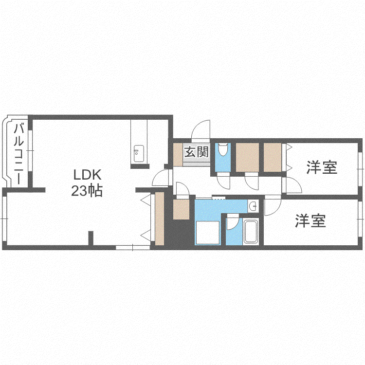 ライオンズマンション山鼻(2LDK/1階)の間取り写真