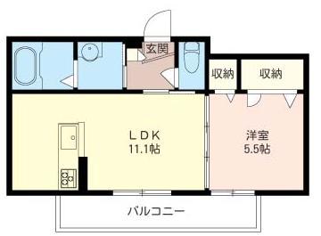 フィオーレ(1LDK/3階)の間取り写真