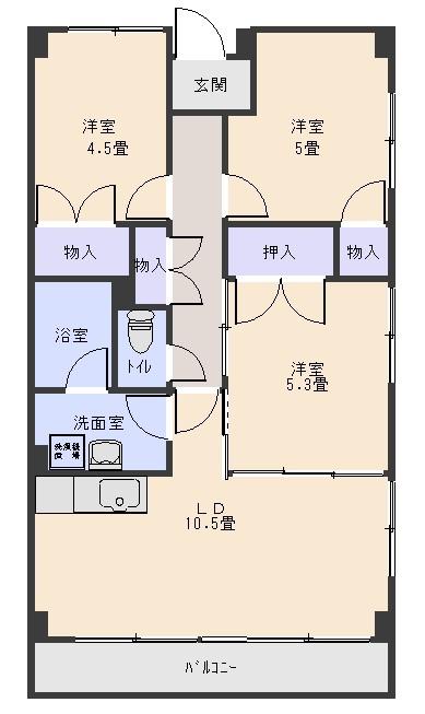 ハウスフル渋川(3LDK/1階)の間取り写真