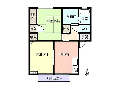 セジュール M(2DK/1階)の間取り写真
