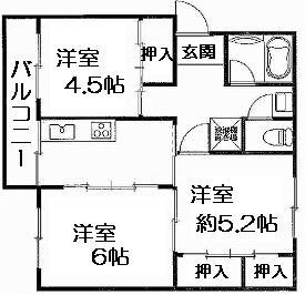 新金岡第36棟 (3DK/3階)の間取り写真