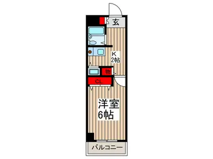 北浦和パークハイツ(1K/4階)の間取り写真
