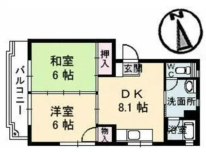 GRACE MITAKA COURT(2DK/3階)の間取り写真
