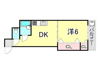シャトーダムール(1DK/3階)の間取り写真