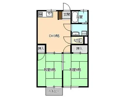 コーポ沖野上(2DK/2階)の間取り写真