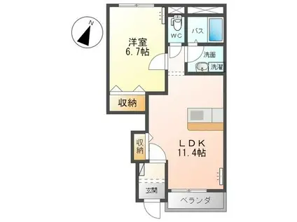 ラヴィータ(1LDK/1階)の間取り写真