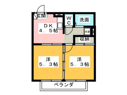 ヒルズTAKI 5(2DK/1階)の間取り写真