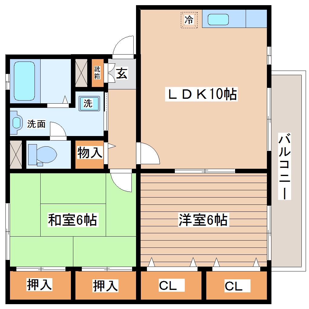 グローリーハイツ(2LDK/1階)の間取り写真