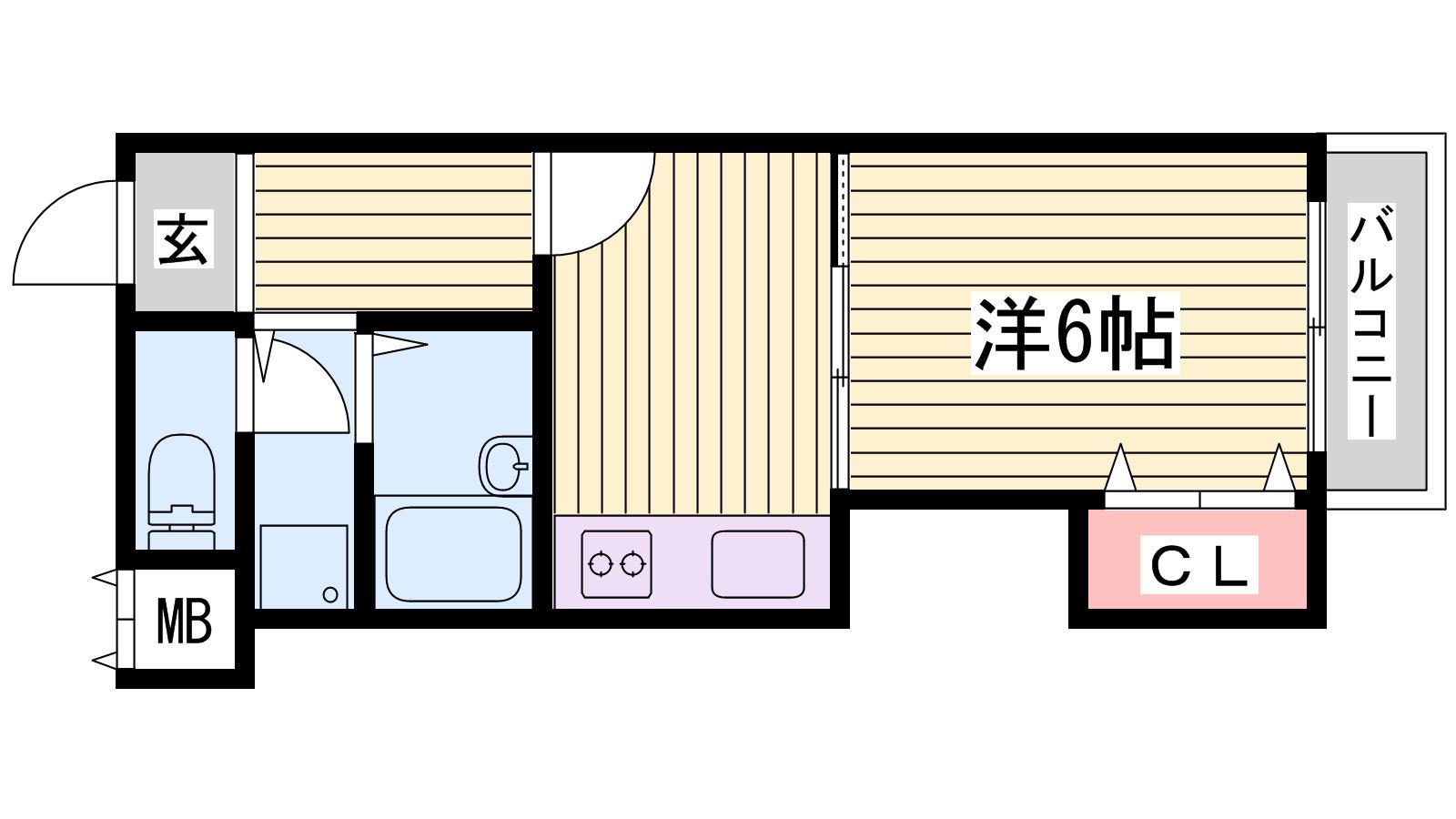 MISTRAL岡田(1K/2階)の間取り写真