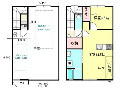 KAKIZAKI BASE(1LDK/2階)の間取り写真