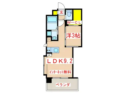 イースト TERRACE下荒田(1LDK/3階)の間取り写真