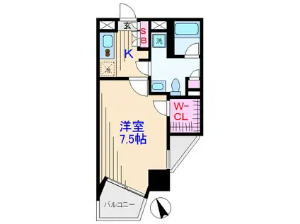 パティーナウィリア武蔵小杉(1K/6階)の間取り写真