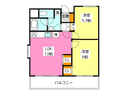 ダイアパレス野間(2LDK/10階)の間取り写真