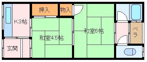 榎木文化(2K/2階)の間取り写真