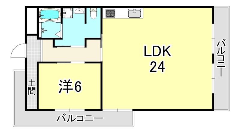 エクセレント西宮北口(1LDK/2階)の間取り写真