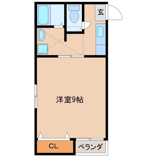 富山地鉄本線 越中荏原駅 徒歩1分 2階建 築22年(1DK/2階)の間取り写真