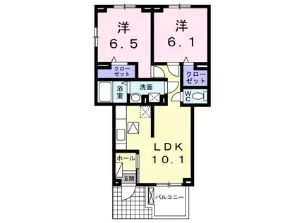 プリムローズS(2LDK/1階)の間取り写真
