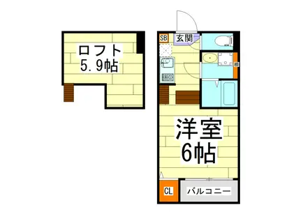 ハーモニーテラス林寺V(1K/2階)の間取り写真