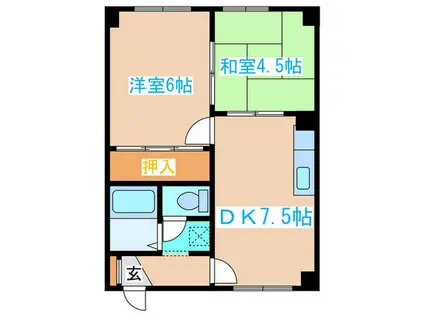 サンライズマンションII(2DK/4階)の間取り写真