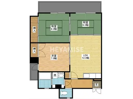 長崎電軌本線 昭和町通駅 徒歩4分 5階建 築24年(3LDK/3階)の間取り写真