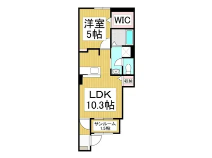 トランスミットIII(1LDK/1階)の間取り写真
