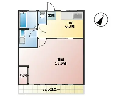 下條コーポ(1DK/1階)の間取り写真