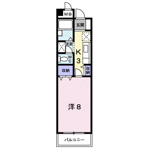 ラムール雅(1K/3階)の間取り写真