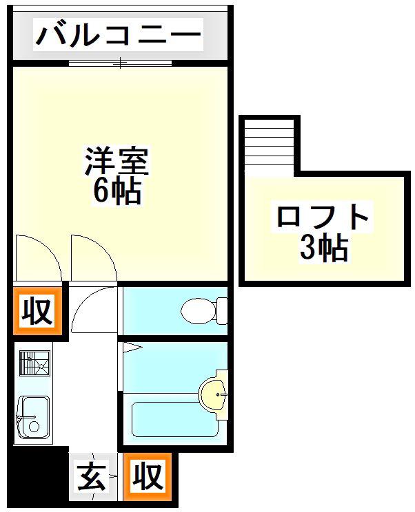 モーリックス立岩(1K/2階)の間取り写真