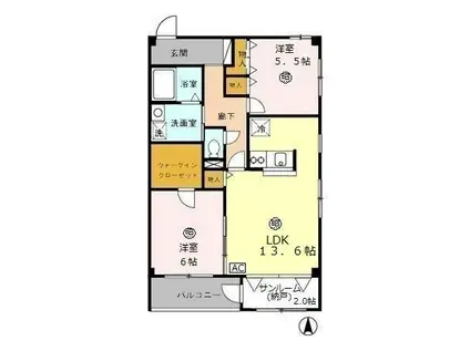 メゾンシャルム(2LDK/1階)の間取り写真