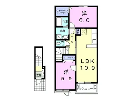 アブソリュート・リーベ(2LDK/2階)の間取り写真