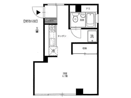 ハタヤマビル(ワンルーム/2階)の間取り写真