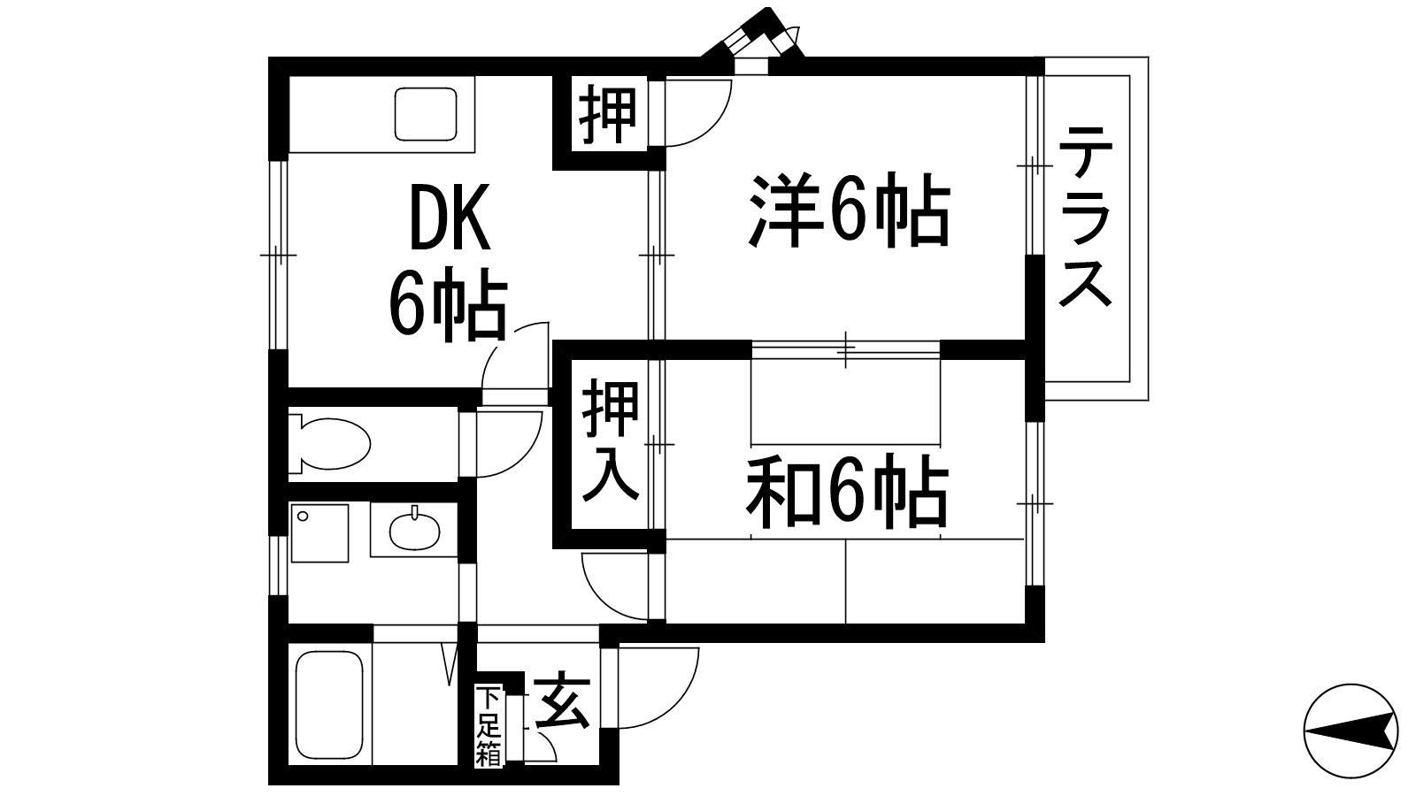 ファミール仁川 Ⅱ(2DK/1階)の間取り写真