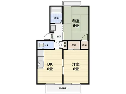 青葉ハイツ(2DK/2階)の間取り写真