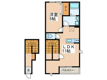 エトワール(1LDK/2階)の間取り写真