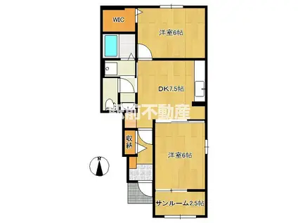 メゾン・ボヌール(2DK/1階)の間取り写真