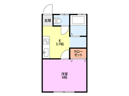 コーポ西千手(1K/2階)の間取り写真