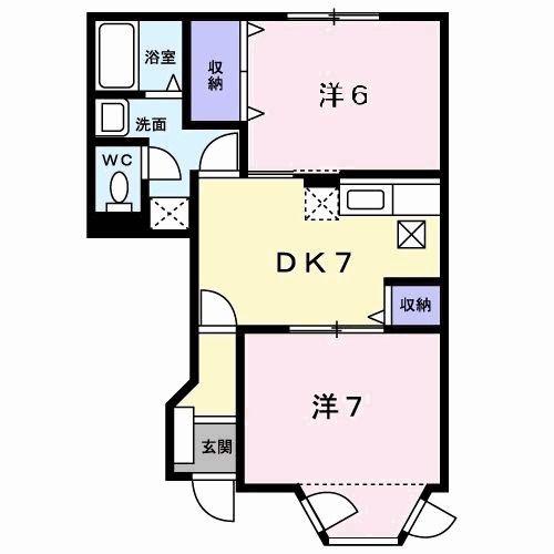 カトレア(2DK/1階)の間取り写真