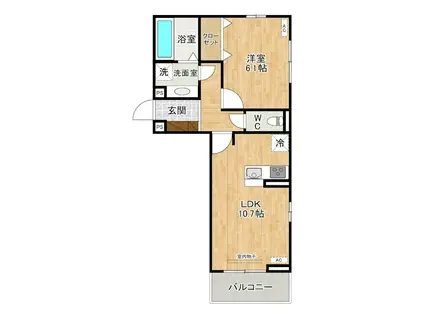 トレス今町(1LDK/2階)の間取り写真