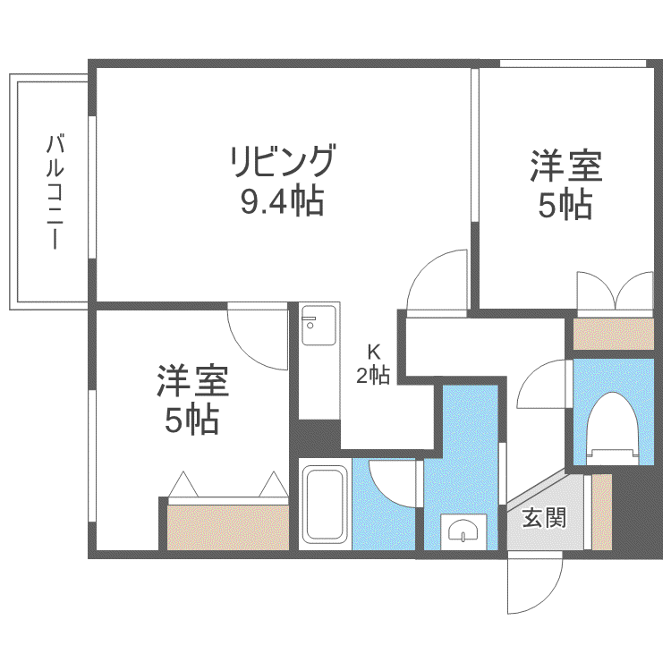 JMMS新光参番館(2LDK/4階)の間取り写真