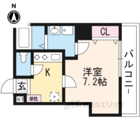 フォレスト西大路五条(1K/2階)の間取り写真