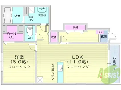 りんりんハウスみやぎ台(1LDK/1階)の間取り写真